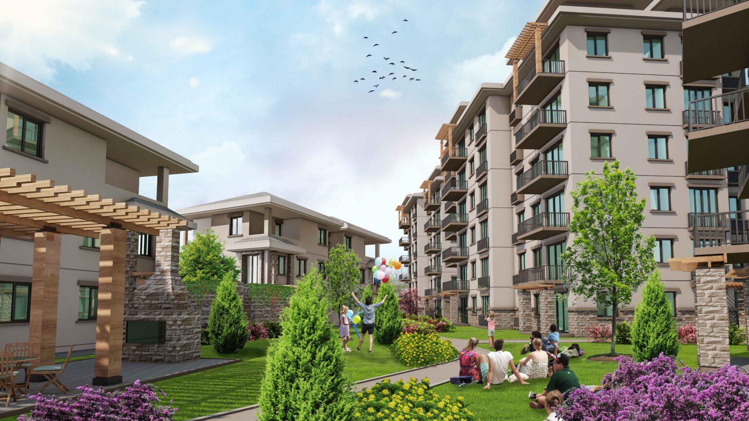 Family complex with lake views in original part of Bahcesehir