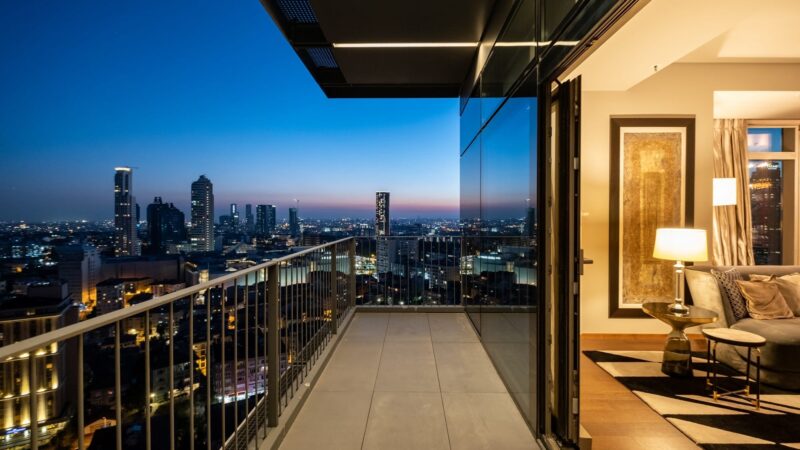 Bosphorus, sea and historic city views from immaculate skyscraper