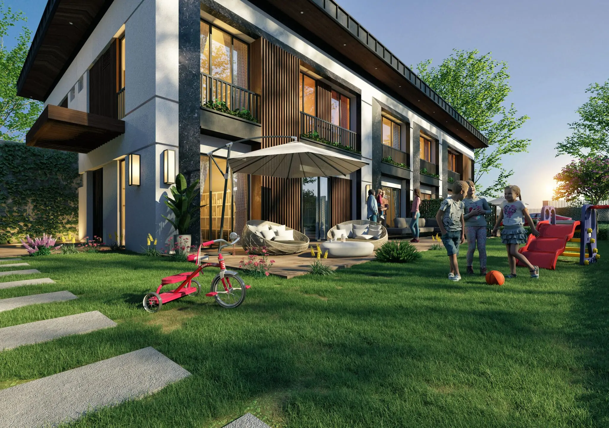 Townhouses in green Bahcesehir