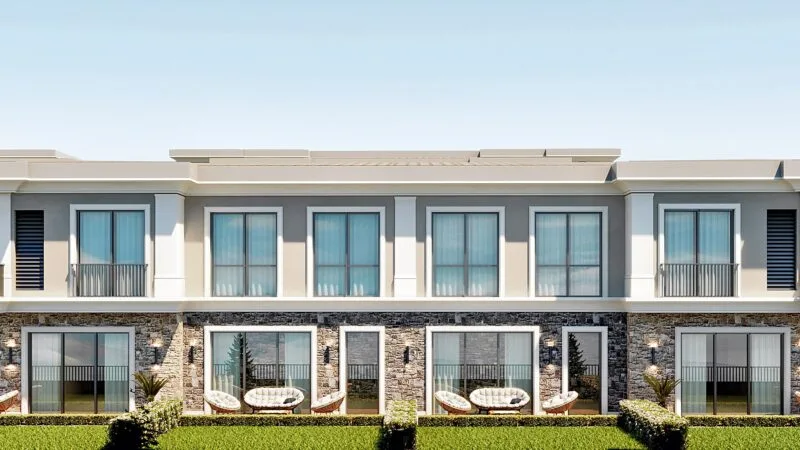 Front angle image of a twin villa