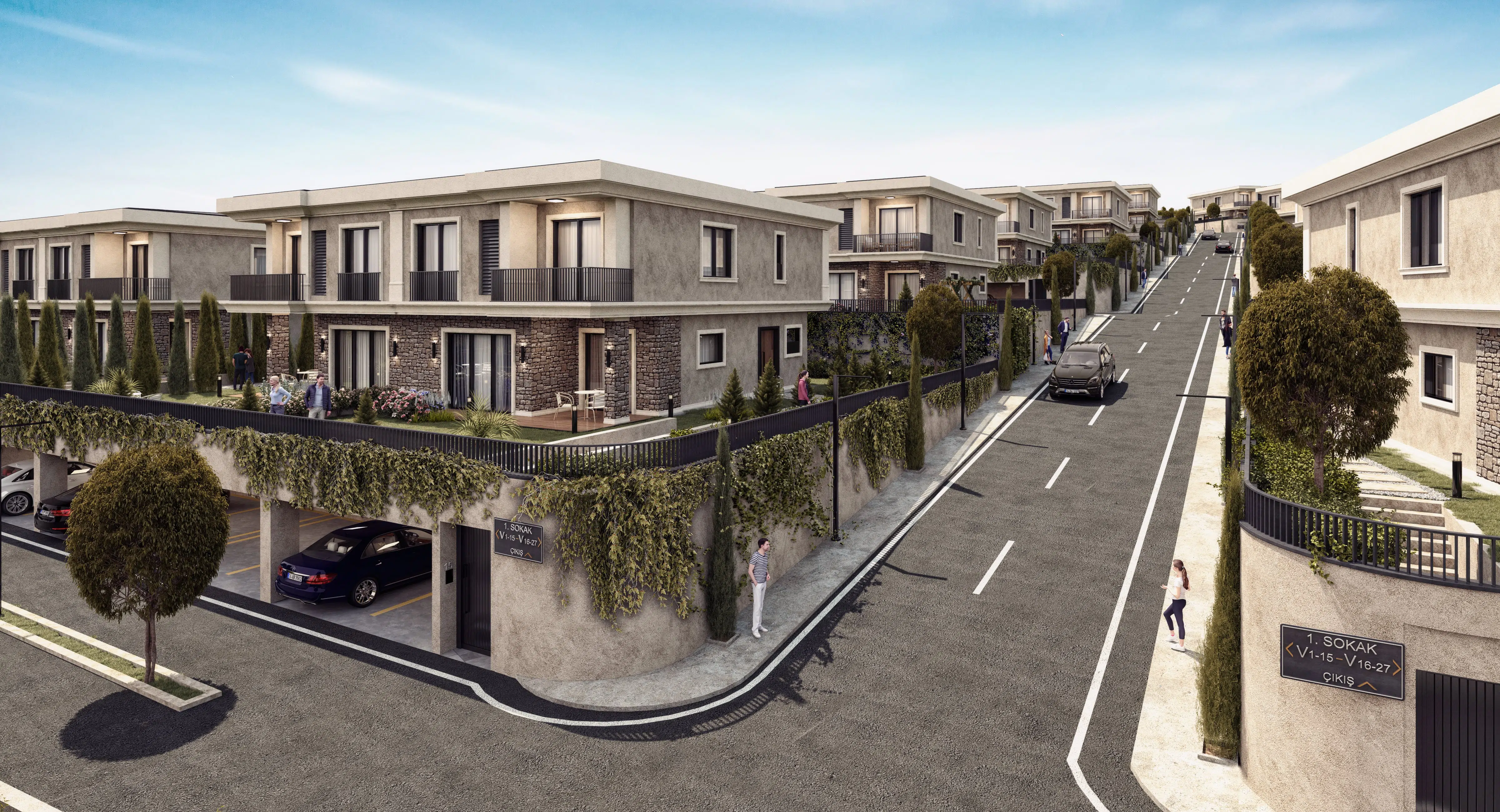 A two storey villa built on a hill