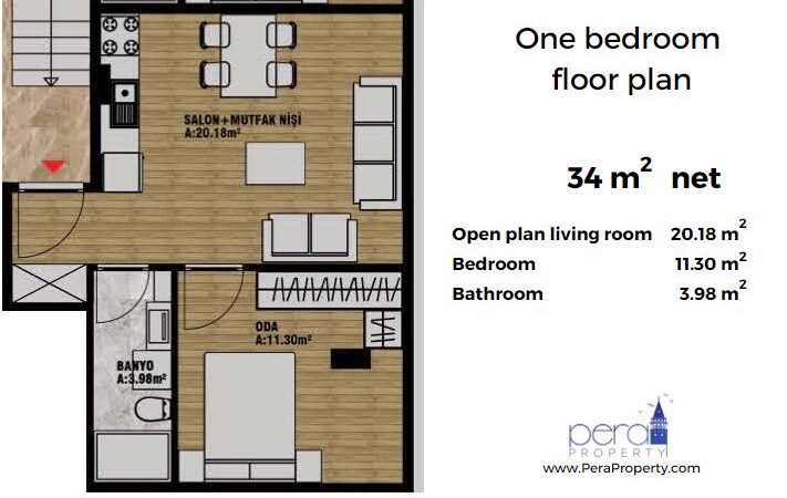 One bedroom floor plan with prices