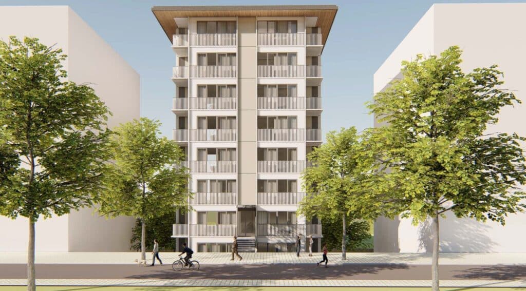 Apartment building in Dikilitas as seen from the front