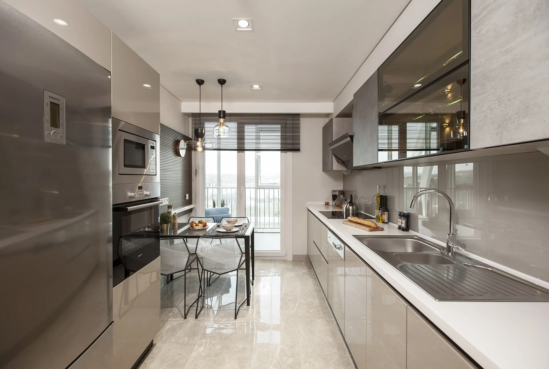 Kitchen view of an apartment at the TEMA Bahce complex