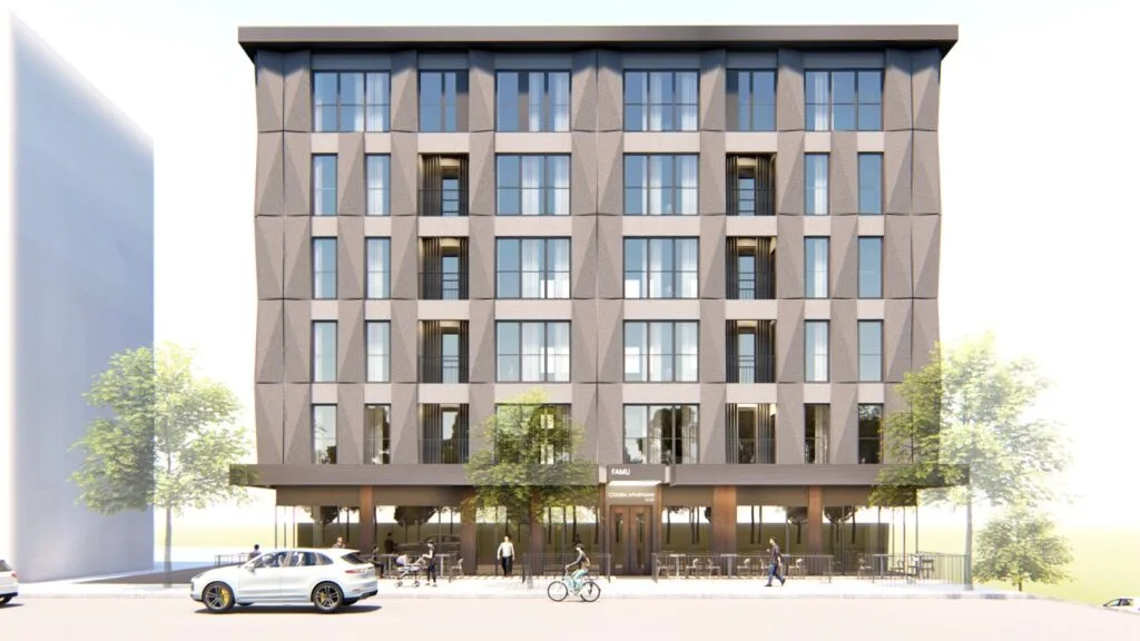 Front angle of a five story Boutique apartment building in Besiktas