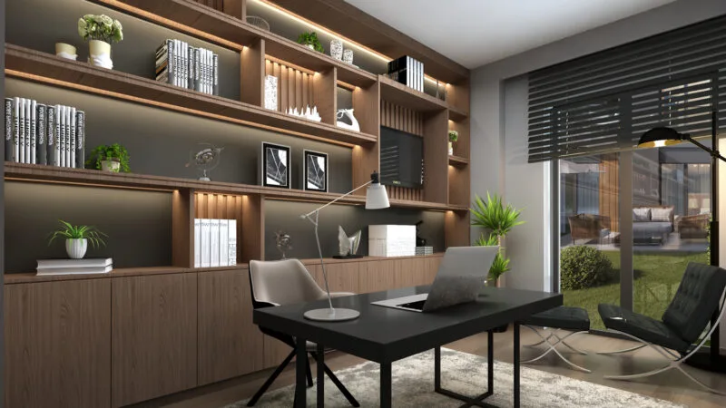 Dining room with a full height display cabinet
