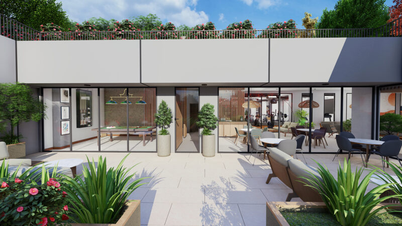 Outdoor space from the social facilities