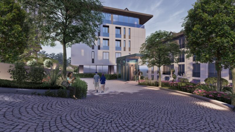 Render showing an apartment blocks of 5 floors