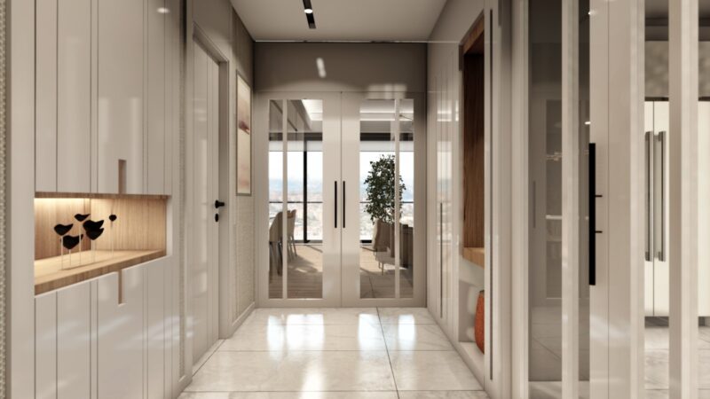 Hallway with integrated cupboards