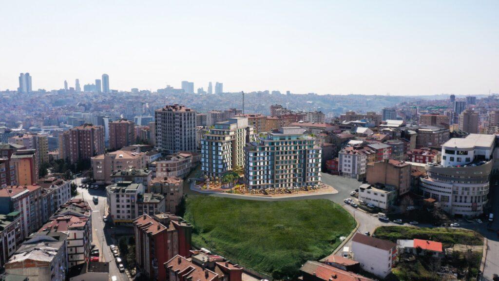 Night view render of dual tower project in Kagithane