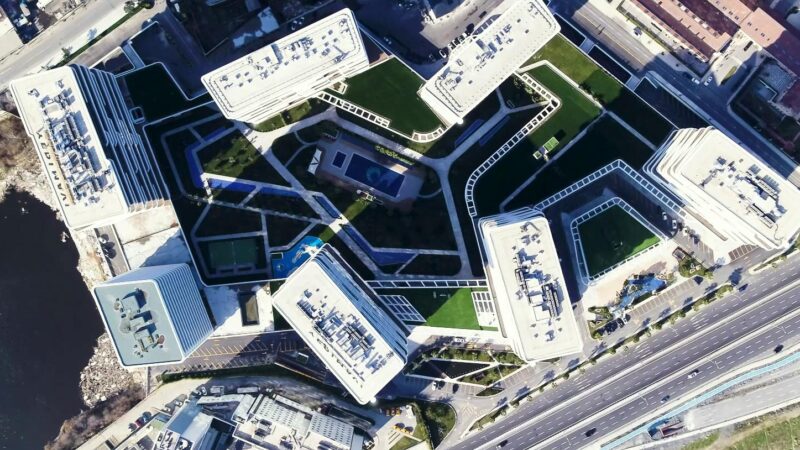 Birdseye view of the compound