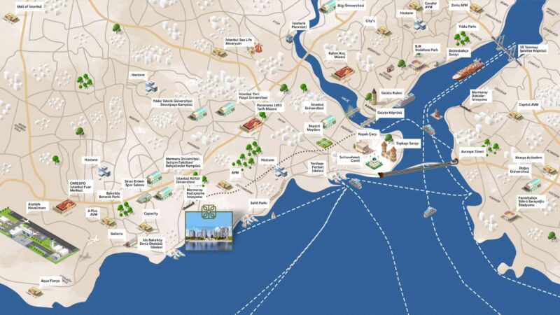 Huge complex at elite sea coastal side of Istanbul