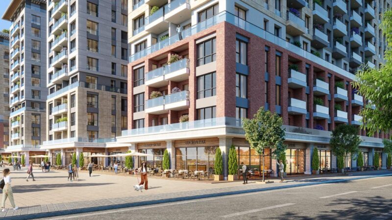 Shops and stores on the ground level