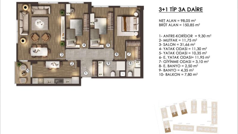 2 bed apartment 3A Type