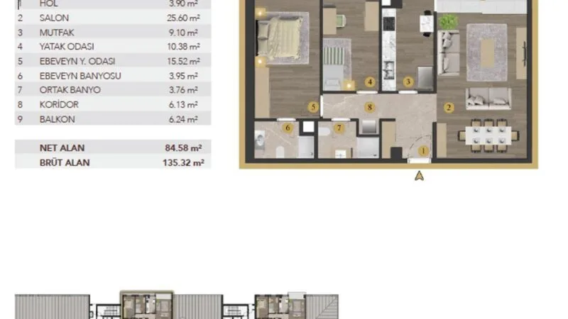 2 bed apartment seperate kitchen