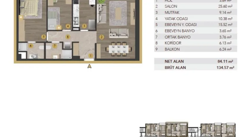 2 bed apartment seperate kitchen