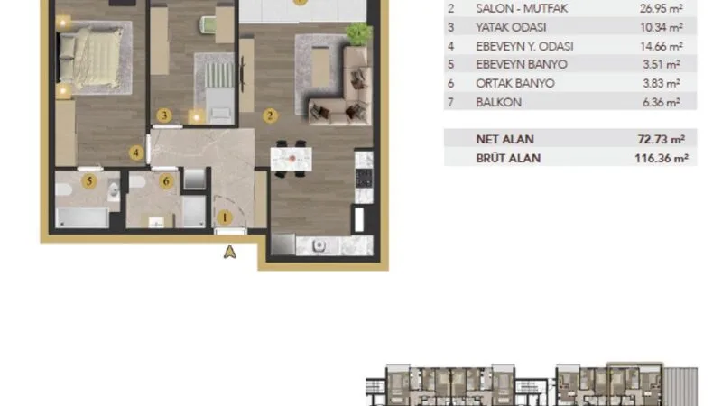 2 bed apartment open kitchen