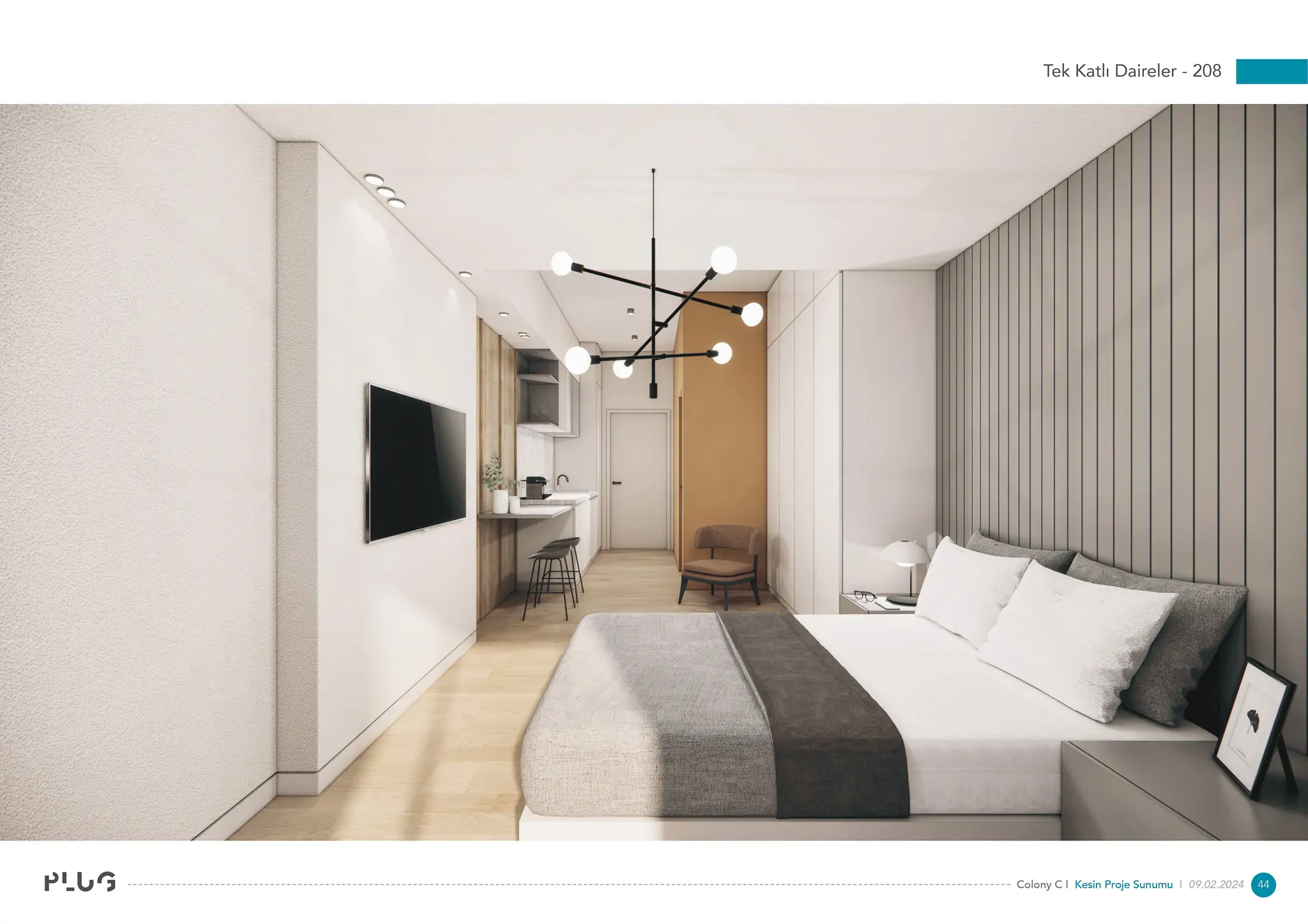 3D render of a loft apartment