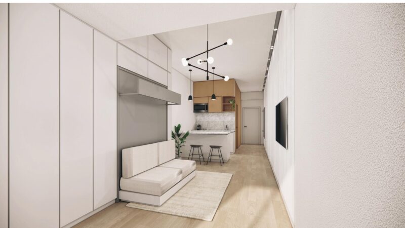 3D render of a loft apartment