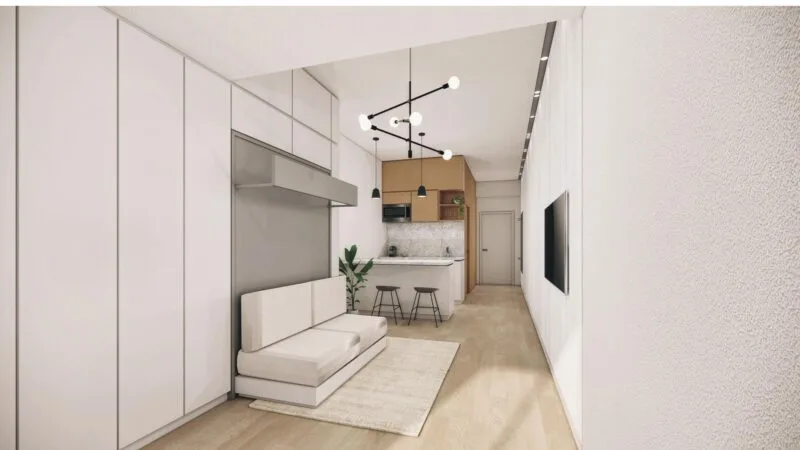 3D render of a loft apartment