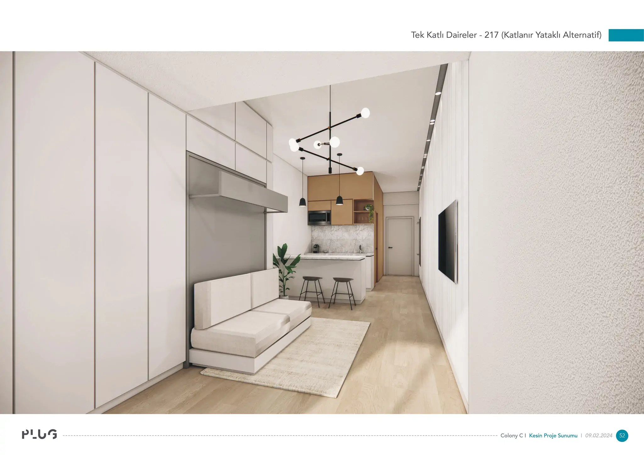 3D render of a loft apartment