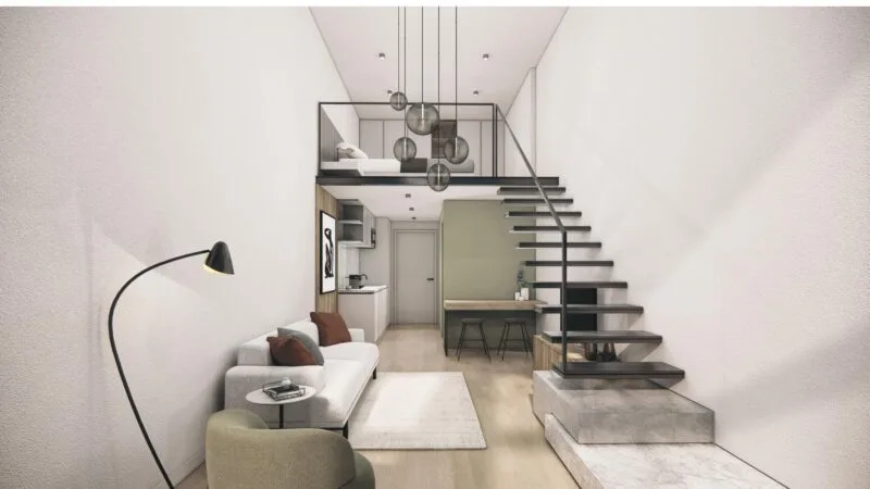 3D render of a loft apartment