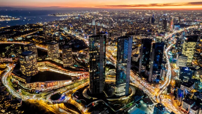 Night view of the towers
