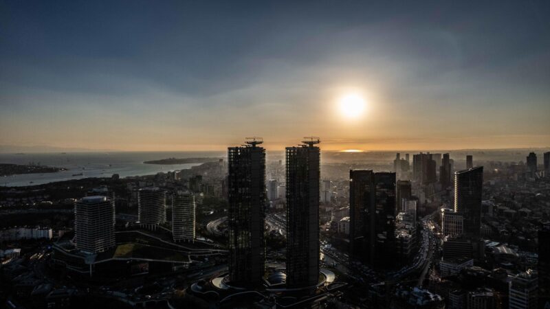 Sunset over the towers