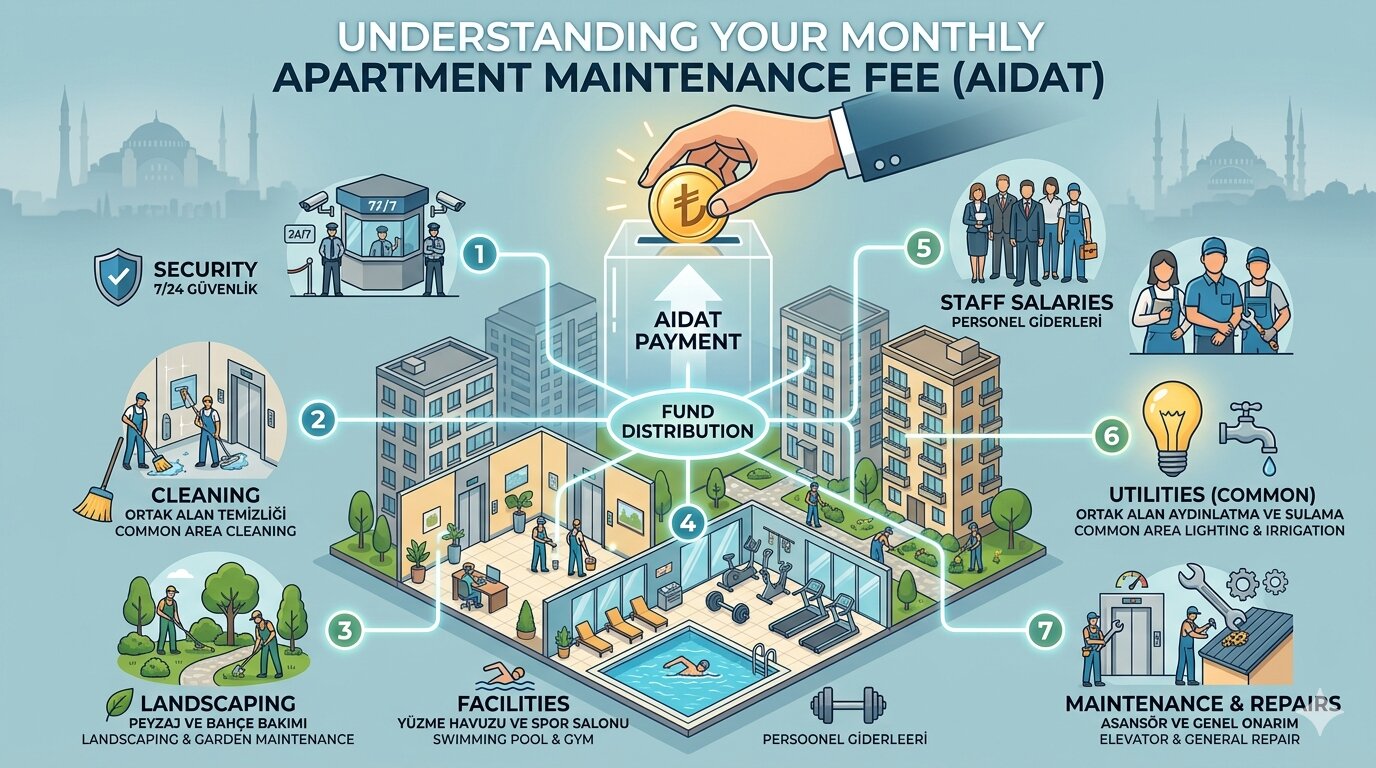 Residential maintenance fees in Istanbul apartment complexes