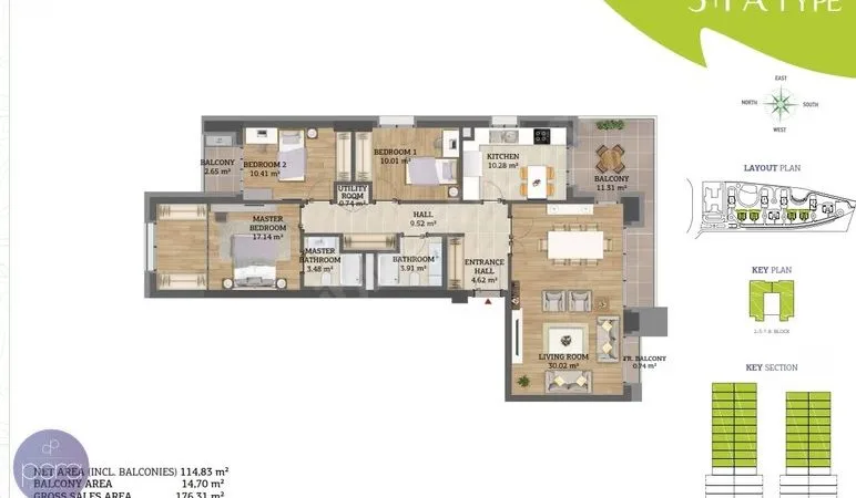 3-Zimmer-Wohnung im bekannten TEMA Bahce Projekt in Atakent